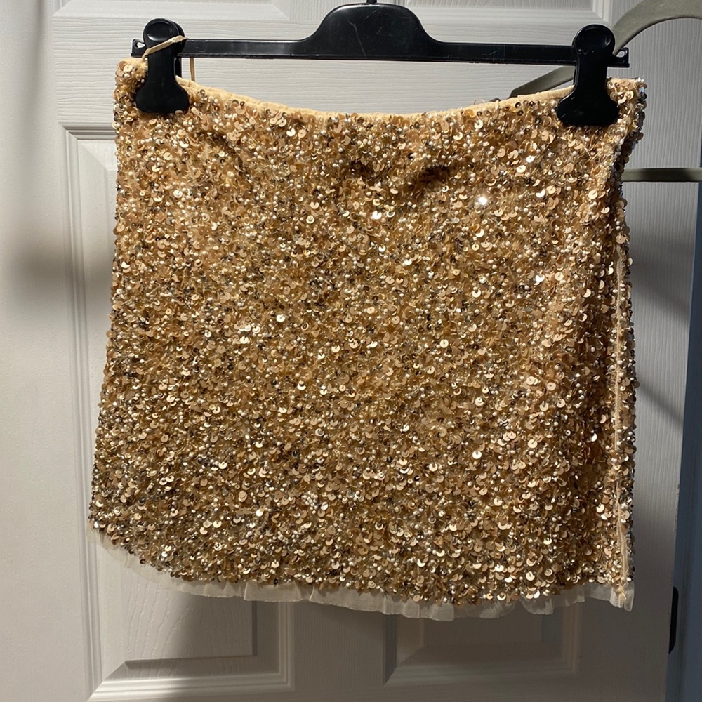 Gold Beaded Mini Skirt